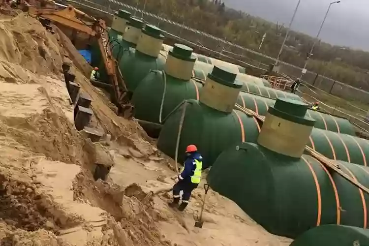 Монтаж горизонтальных стеклопластиковых емкостей